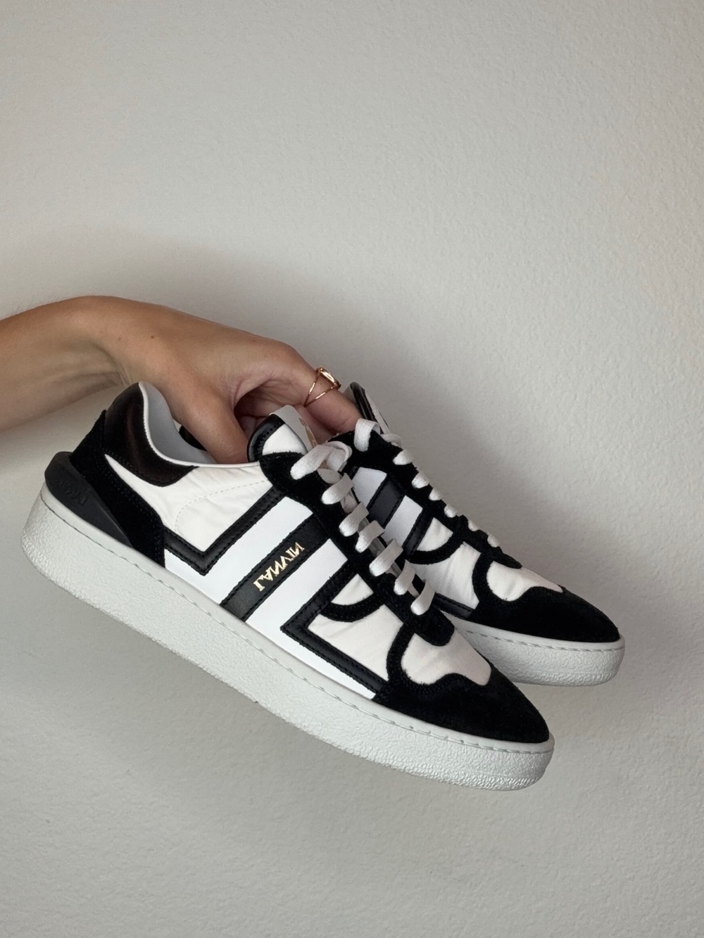 Lanvin black suede and white sneakers